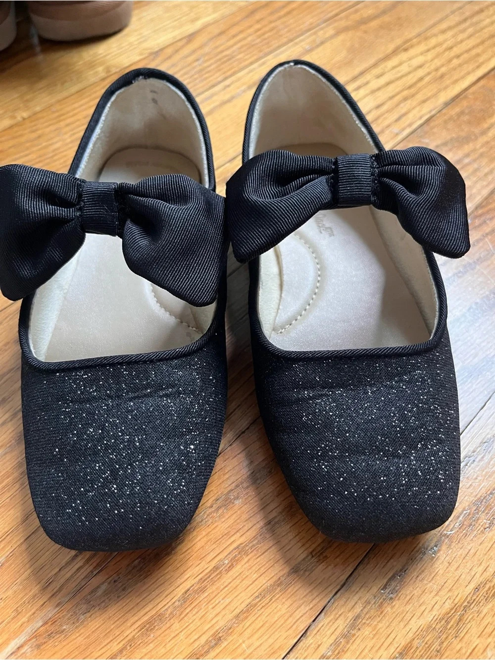 Cat & Jack Black Bow Sparkle Mary Janes